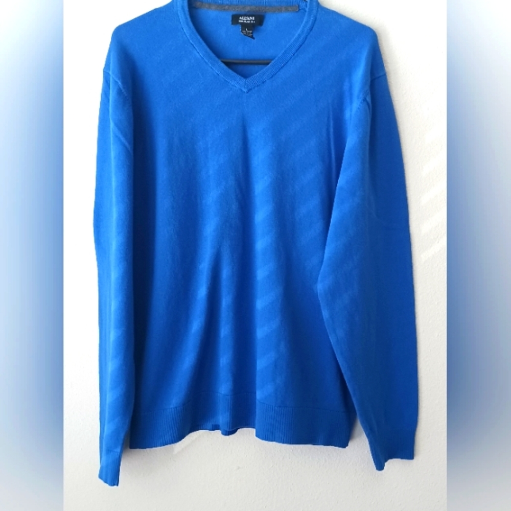 Alfani Men Blue Pullover Long Sleeve Dress Sweater Regular Fit L Men Pre-owned